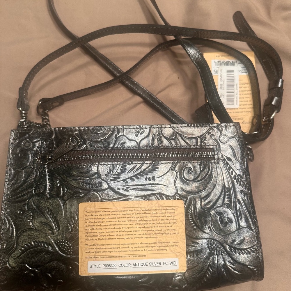 Patricia Nash Antique Silver Embossed Crossbody Bag